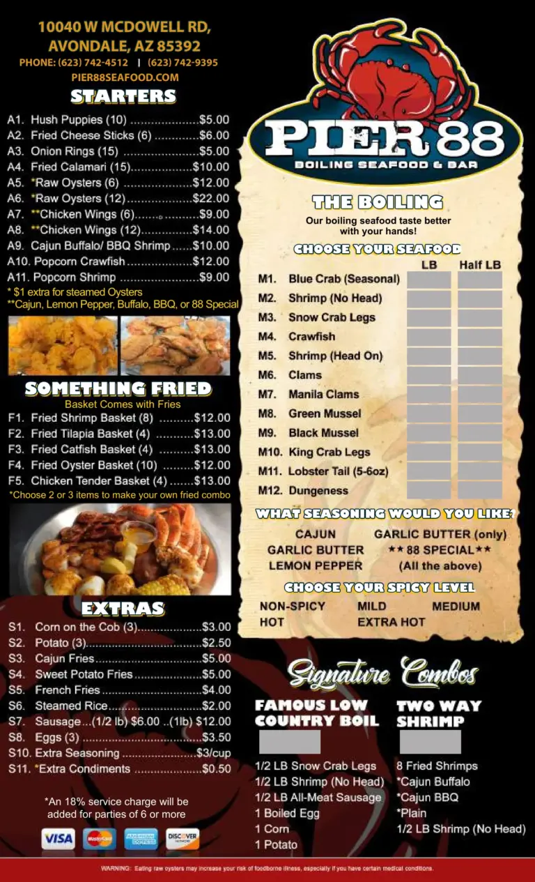 Pier 88 Menu